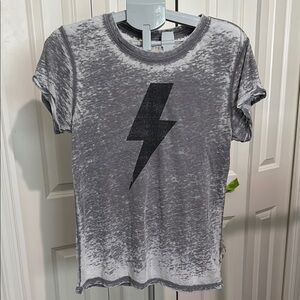 Oddpeople AC/DC Vintage Gray and Black Lightning Bolt Short Sleeve Tee
